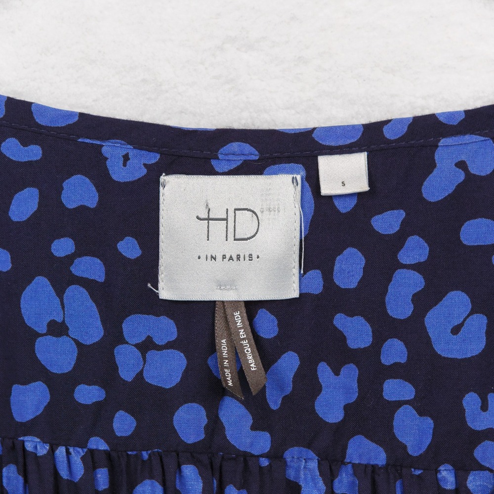 HD in PARIS Anthropologie Ressica Tunic Blouse Blue Geometric Abstract Sz‎ S - Picture 8 of 8